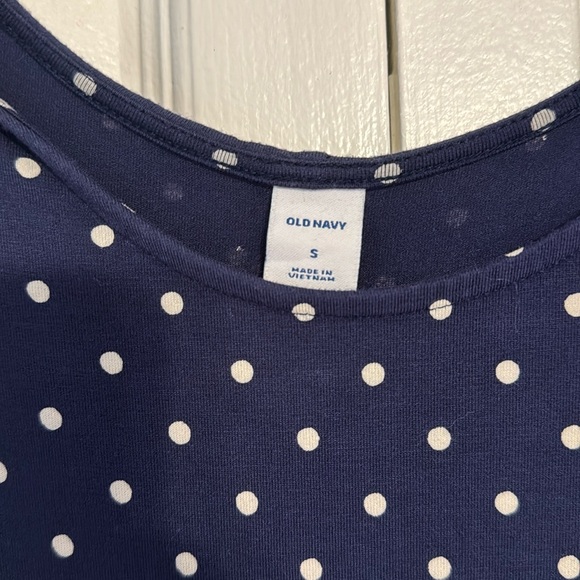 Old Navy Sleeveless Navy Blue Dot Swing Dress - Picture 4 of 4